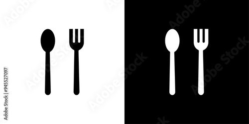 spoon and fork icon logo set vector