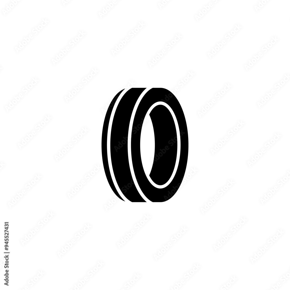 Black vector icon of a car tire. Black vector icon of a car tire.
