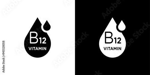 Vitamin B12 drop icon logo set vector