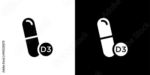 Vitamin D3 icon logo set vector