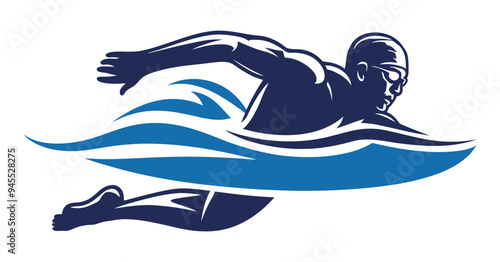 Vector illustration of the Swimming Man logo design.