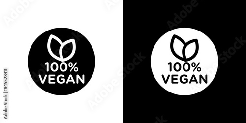 100 percent vegan icon logo set vector