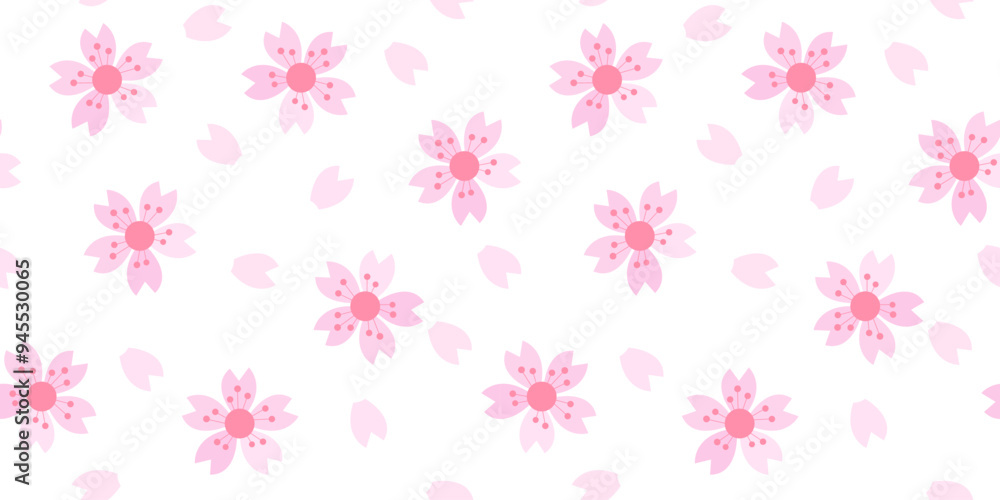 Pink Sakura flowers seamless pattern isolated on white background. Pink Sakura flowers seamless pattern isolated on white background.