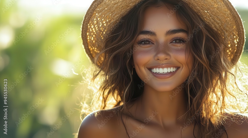 radiant latina model with infectious laughter perfect teeth gleaming sunkissed skin glows in warm flattering light against a softfocus background embodying vibrant natural beauty radiant latina model with infectious laughter perfect teeth gleaming sunkissed skin glows in warm flattering light against a softfocus background embodying vibrant natural beauty