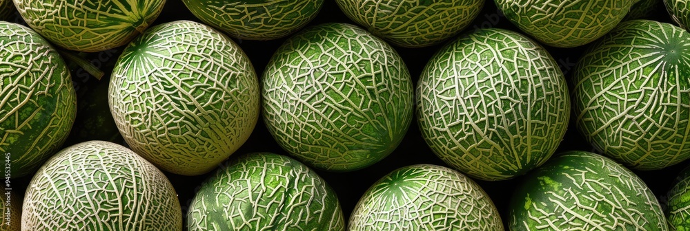 Fresh green melons available for purchase at the farm. Fresh green melons available for purchase at the farm.