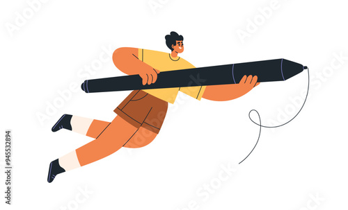 Artist with digital stylus, drawing and designing. Happy creative inspired pr...