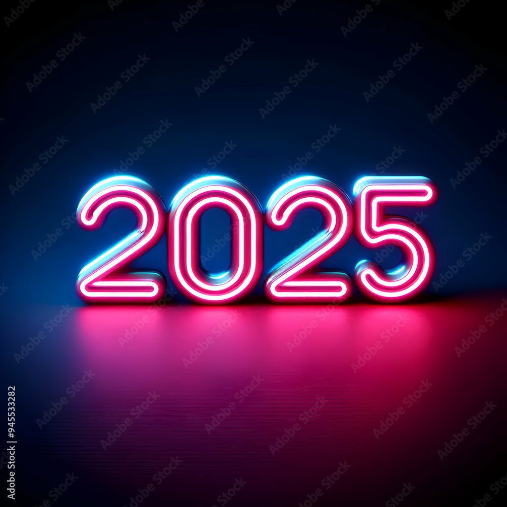 New year font 2025 neon effect text background New year font 2025 neon effect text background