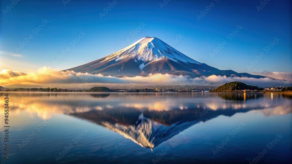 Inverted image of Mt. Fuji creating a surreal and unique perspective, surreal, unique, inverted, reflection, symmetry, mountain Inverted image of Mt. Fuji creating a surreal and unique perspective, surreal, unique, inverted, reflection, symmetry, mountain