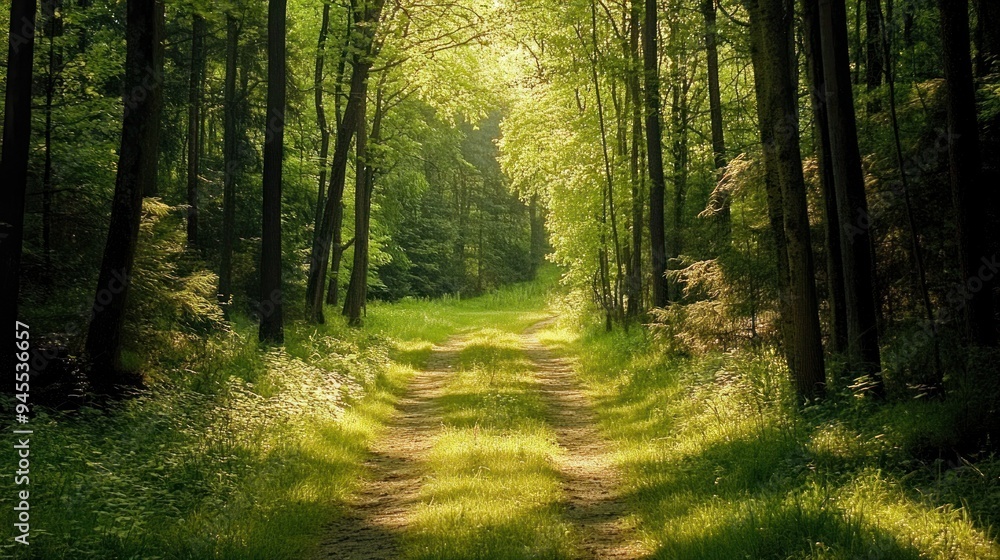 Naklejka premium Forest Path Sunlight