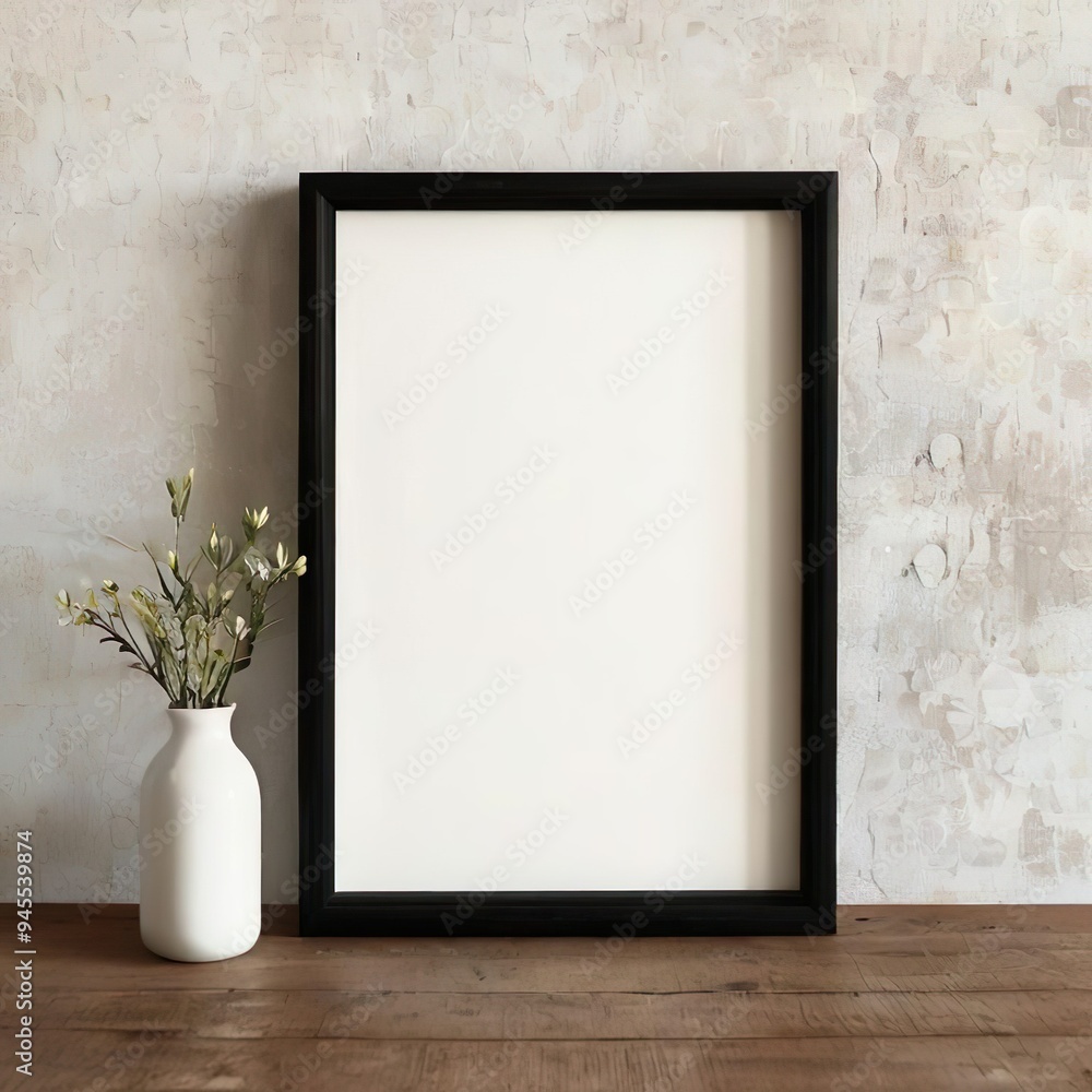 Minimalist frame mockup, a black frame against a textured, neutral wall. for poster, artwork or photography with a modern, rustic twist. poster mockup Minimalist frame mockup, a black frame against a textured, neutral wall. for poster, artwork or photography with a modern, rustic twist. poster mockup