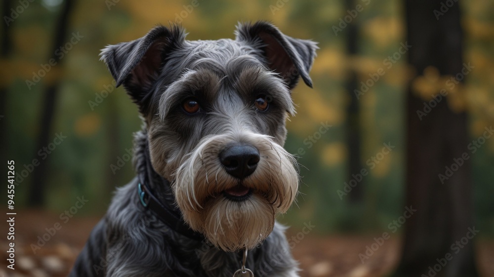 A wise dog with a beard and a collar A wise dog with a beard and a collar