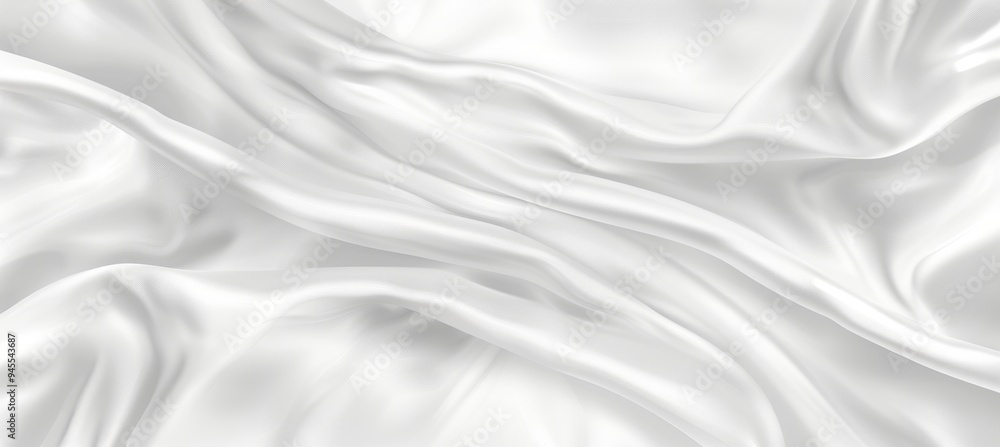 Fototapeta premium Abstract Background of Smooth White Silk Fabric, Elegant Texture with Soft Waves and Flowing Drapes