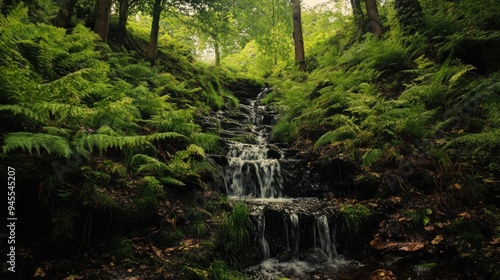 Serene Waterfall in Lush Forest
