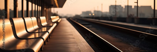 platform at an empty modern railway station, strike concept,
