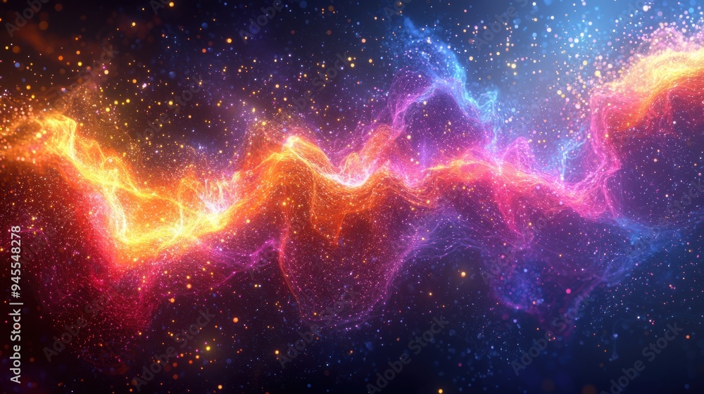 Vibrant 3D Music Visualizer with Colorful Particles on Dynamic Background Vibrant 3D Music Visualizer with Colorful Particles on Dynamic Background
