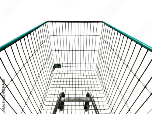 an old shopping cart trolley isolated on white background