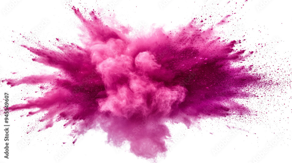 Bright magenta Holi paint powder explosion on a white background created for artistic expressions Bright magenta Holi paint powder explosion on a white background created for artistic expressions