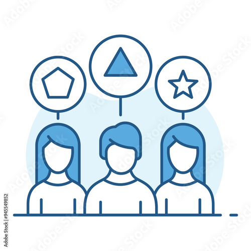 Blue Heterogeneous Icon, diversity, variety. Represents heterogeneity and the presence of diverse elements. Icon for web and mobile app.