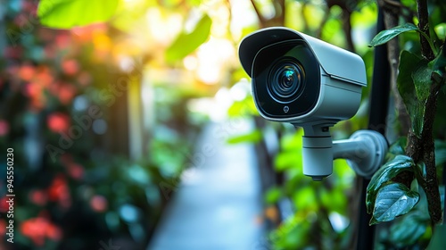 Wallpaper Mural Security camera monitoring lush garden pathway during daylight Torontodigital.ca