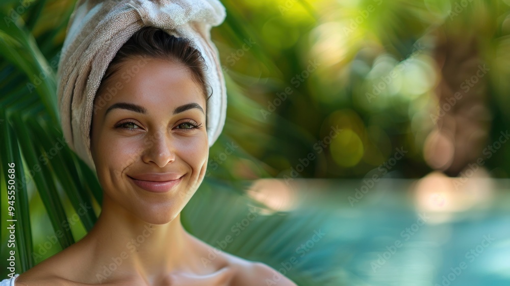 a woman with natural, radiant skin enjoying a spa day, with a serene expression and lush greenery in the background, symbolizing relaxation and rejuvenation. a woman with natural, radiant skin enjoying a spa day, with a serene expression and lush greenery in the background, symbolizing relaxation and rejuvenation.