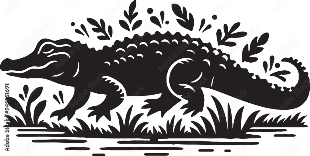 Naklejka premium Alligator Silhouette Vector Illustration