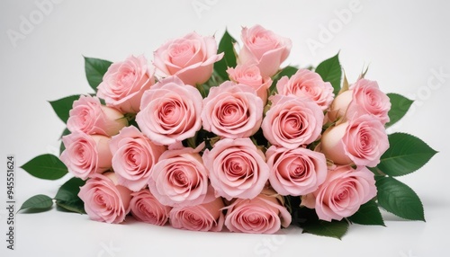 Red roses on the right side of a white background, create an elegant and romantic.