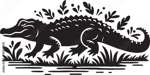 Alligator Silhouette Vector Illustration