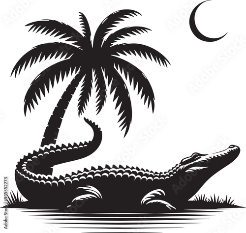 Alligator Silhouette Vector Illustration