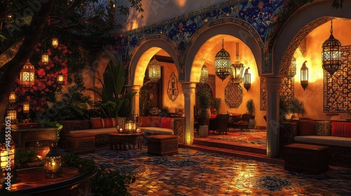 Illuminated Moroccan Courtyard