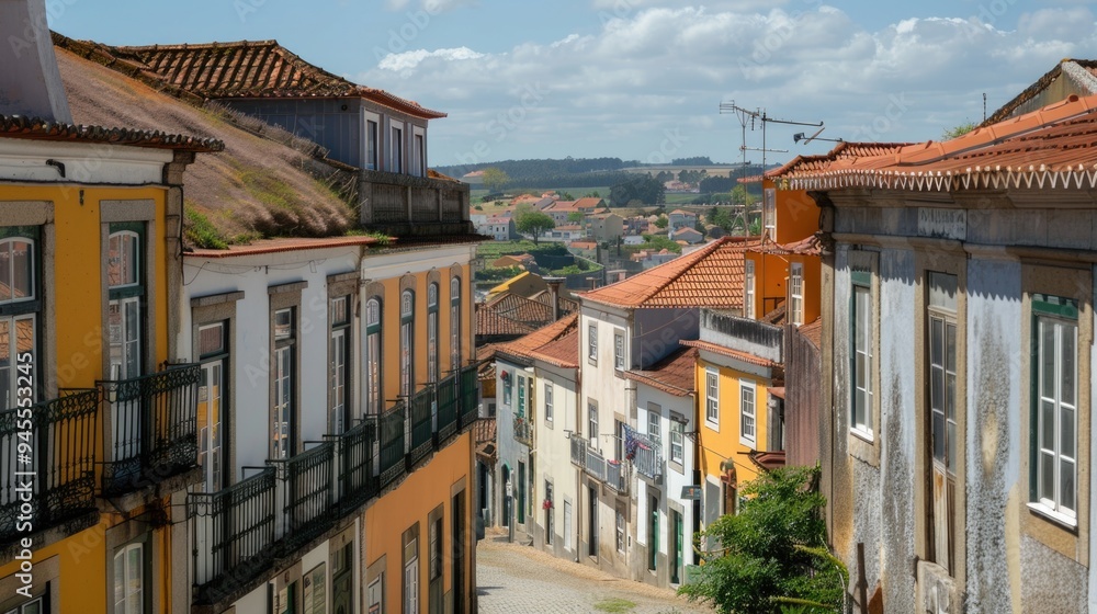 A narrow street in a European city with historic buildings and old-fashioned lamps A narrow street in a European city with historic buildings and old-fashioned lamps