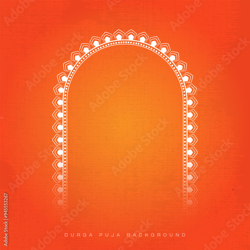 Durga Puja Border, Arch, Frame, Background Advertisement Design for Durga Puja Offer, Sale, Discount, Tags Design	 photo