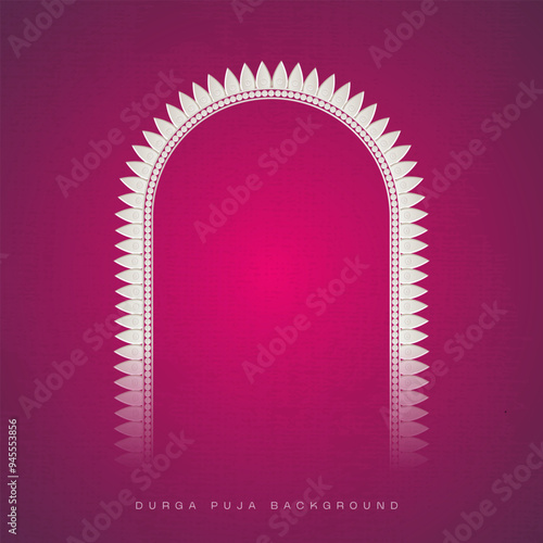 Durga Puja Border, Arch, Frame, Background Advertisement Design for Durga Puja Offer, Sale, Discount, Tags Design	