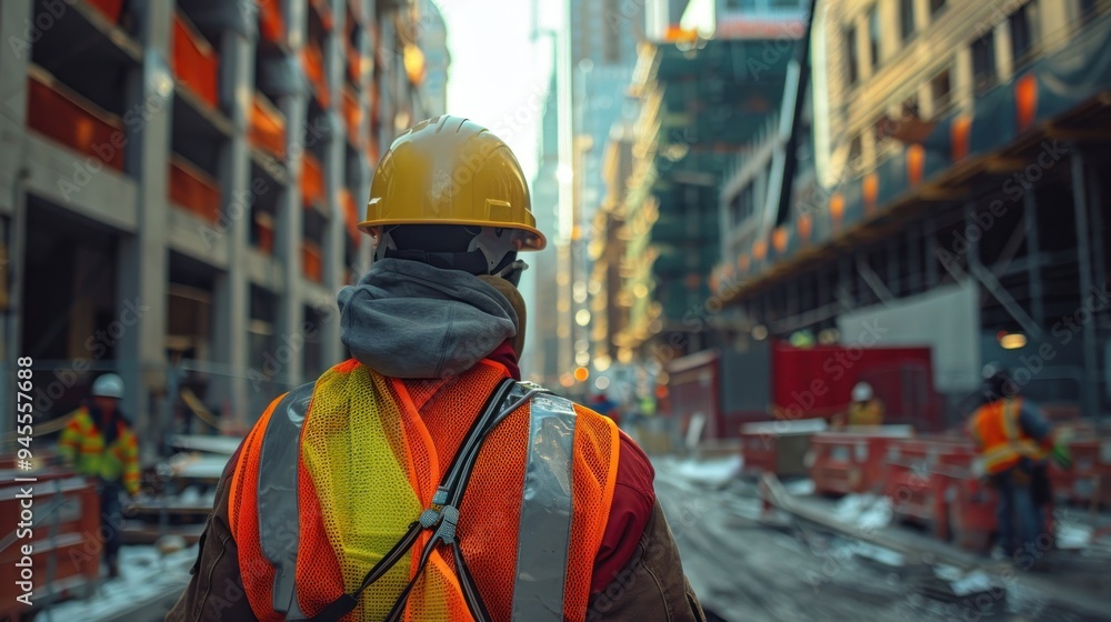a construction engineer wearing safety gear, conducting a safety inspection on a busy construction site, highlighting the importance of safety protocols. a construction engineer wearing safety gear, conducting a safety inspection on a busy construction site, highlighting the importance of safety protocols.