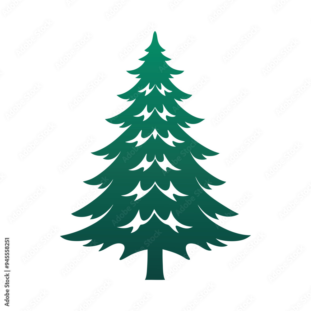 Minimalist vector illustration of evergreen pine trees in a coniferous winter forest with geometric shapes Minimalist vector illustration of evergreen pine trees in a coniferous winter forest with geometric shapes