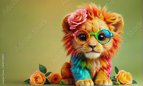 Cute Lion Cub with Funky Glasses