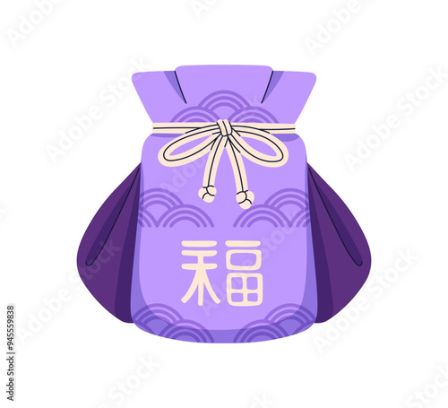 Korean traditional lucky bag. Chinese lunar holiday money pouch. Blessing, te...