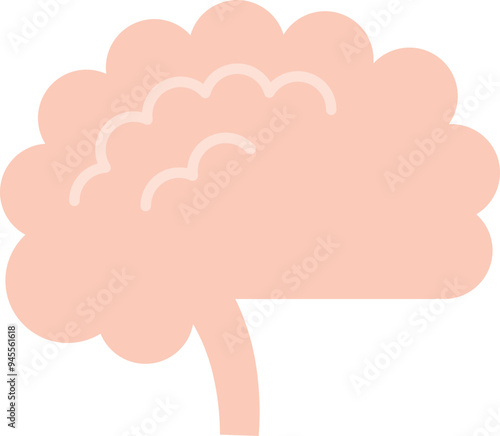 Simplified illustration of a pink human brain, symbolizing intellect and mental health.