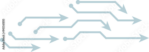 Arrows resembling electronic circuit paths symbolize connectivity and data flow.