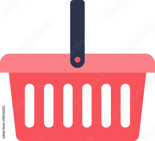 A simple red shopping basket icon, symbolizing retail and consumerism.