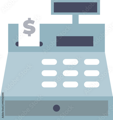 Illustration of a cash register with display, buttons, and a dollar sign, symbolizing sales transactions.