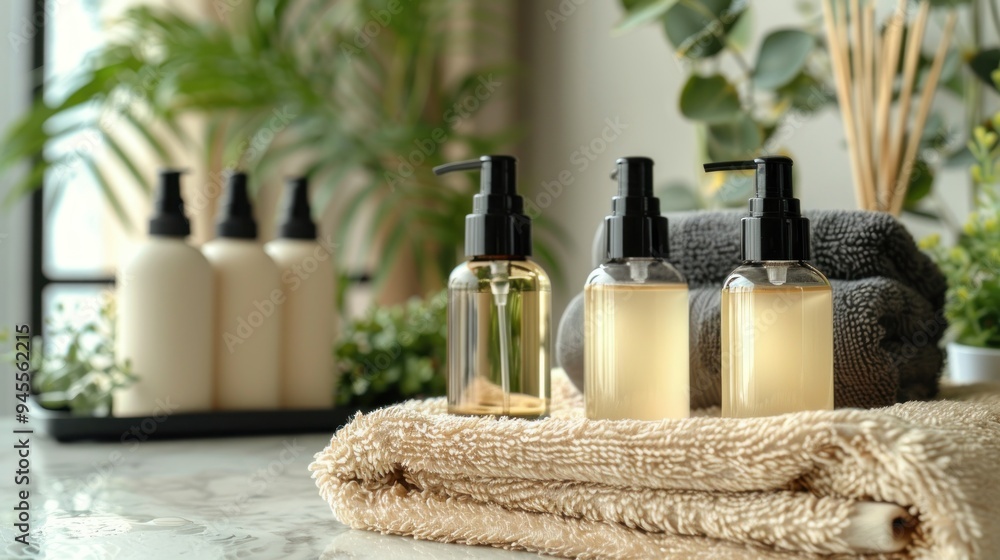a variety of moisturizing lotions in sleek, minimalist bottles, placed on a soft, fluffy towel, symbolizing hydration and care. a variety of moisturizing lotions in sleek, minimalist bottles, placed on a soft, fluffy towel, symbolizing hydration and care.