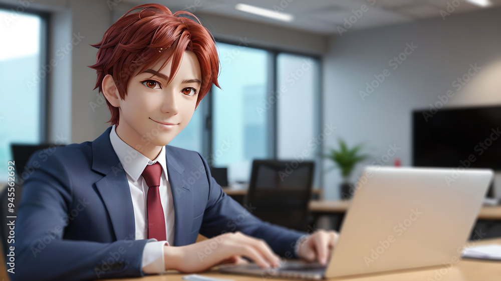 Businessman Using Laptop at Office Table Businessman Using Laptop at Office Table