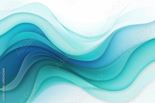 Green turquoise and blue gradient abstract background illustration, Curves and lines use for banner, cover, poster, design with space for text., Generative AI