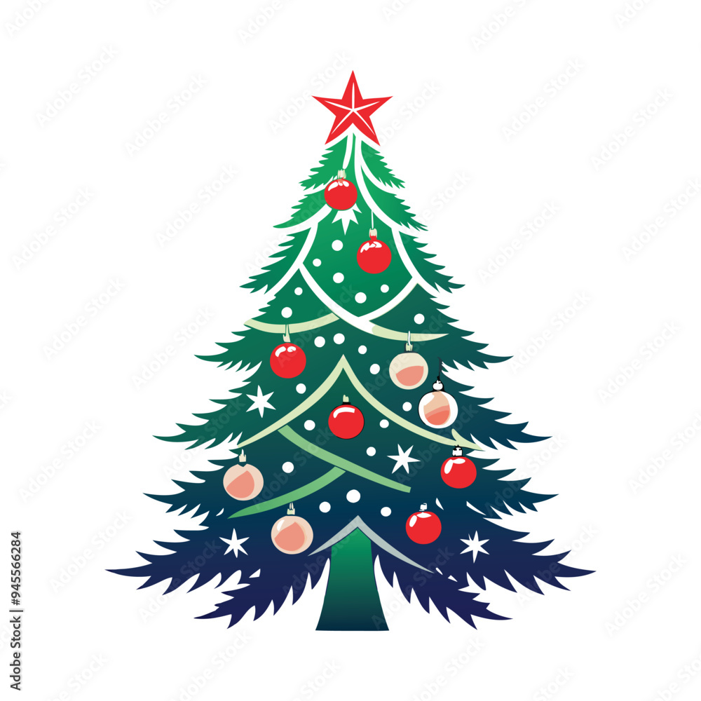 Festive Christmas Tree with Lights Vector Festive Christmas Tree with Lights Vector