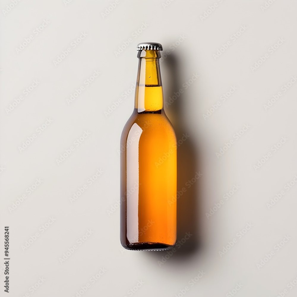 Minimalist Photograph of a Single Glass Bottle Filled with Fresh and Crisp Apple Cider Positioned Centrally on a Bright and Clean Background for a Sleek Natural Product Presentation Minimalist Photograph of a Single Glass Bottle Filled with Fresh and Crisp Apple Cider Positioned Centrally on a Bright and Clean Background for a Sleek Natural Product Presentation
