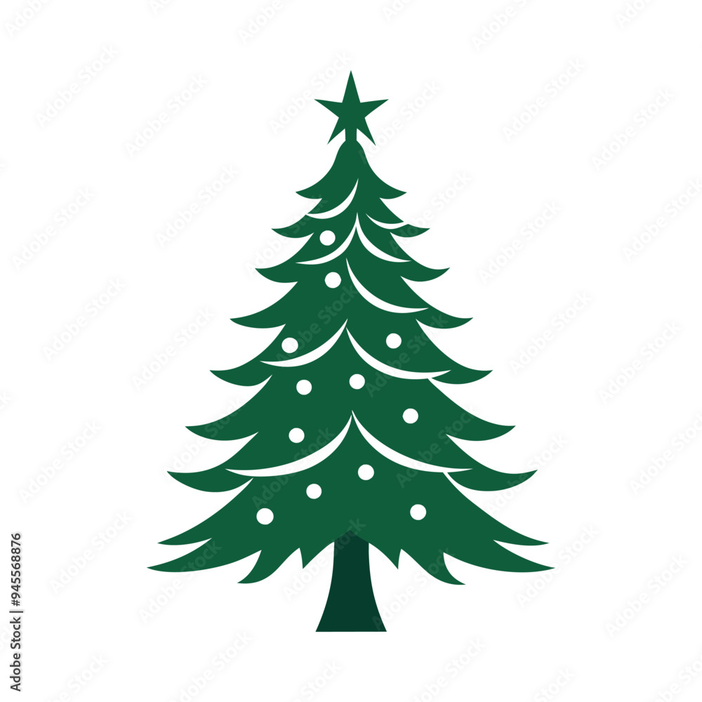 Festive Christmas Tree with Lights Vector Festive Christmas Tree with Lights Vector