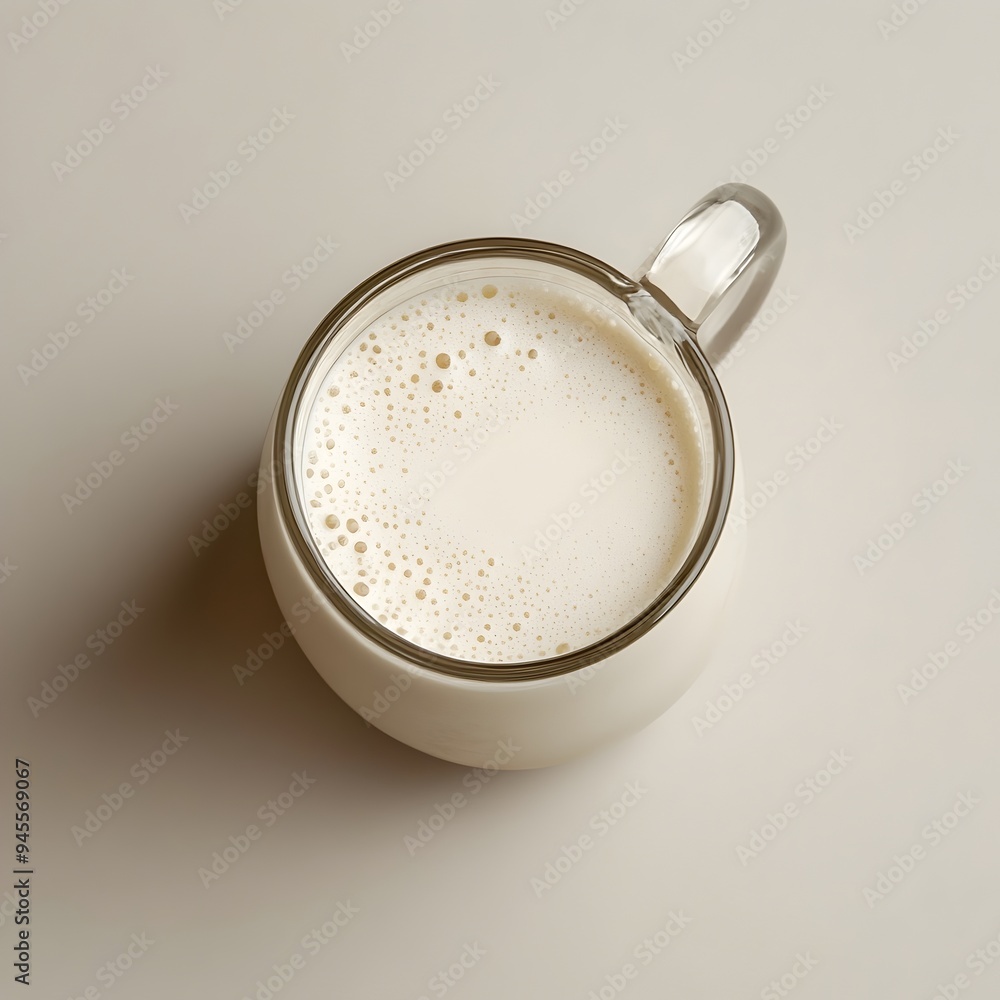 Beautifully crafted milk punch served in a clear glass jug placed at the center of a plain minimalist surface creating a simple yet elegant still life composition Beautifully crafted milk punch served in a clear glass jug placed at the center of a plain minimalist surface creating a simple yet elegant still life composition