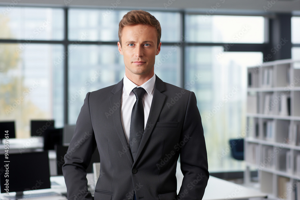 Successful business people person in modern interior office space building made with Generative AI artwork Successful business people person in modern interior office space building made with Generative AI artwork