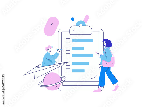 Invite friends to conduct questionnaire flat vector concept operation hand drawn illustration
