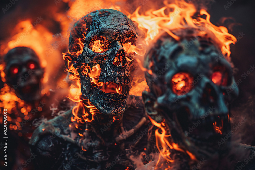 Image of a scary devil burning at hot hell generative AI technology